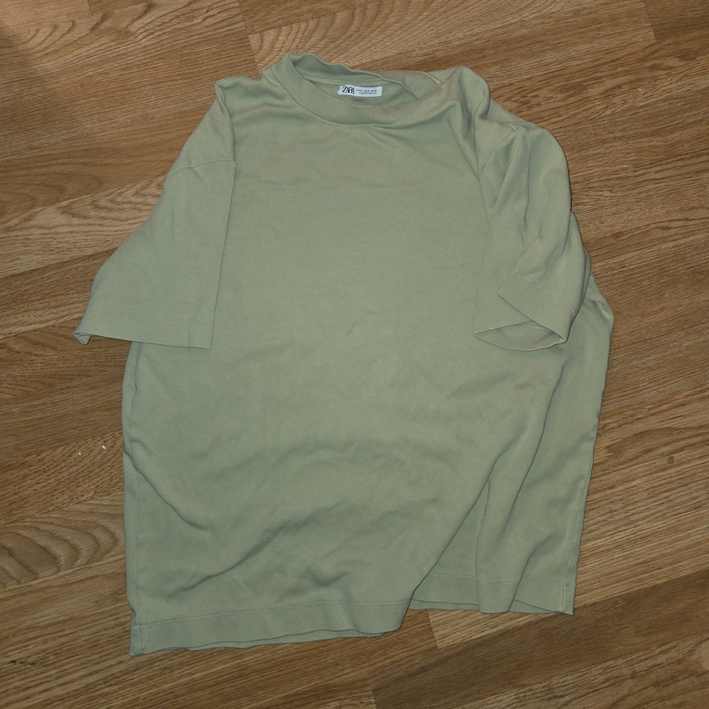 Zara Olive Green Crew Neck Top